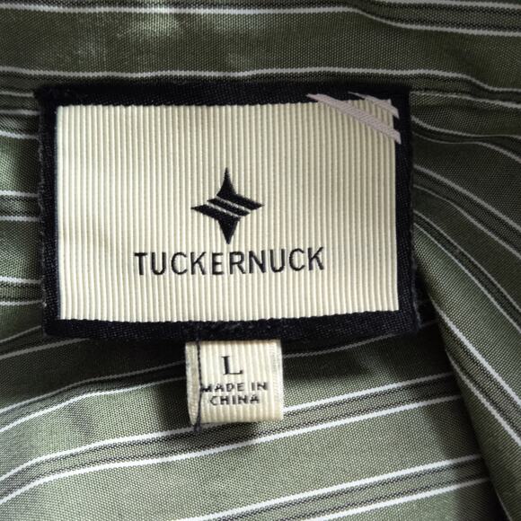 Tuckernuck Striped Shirt Dress Green Button Front Size L Coastal Grandma - Picture 6 of 6